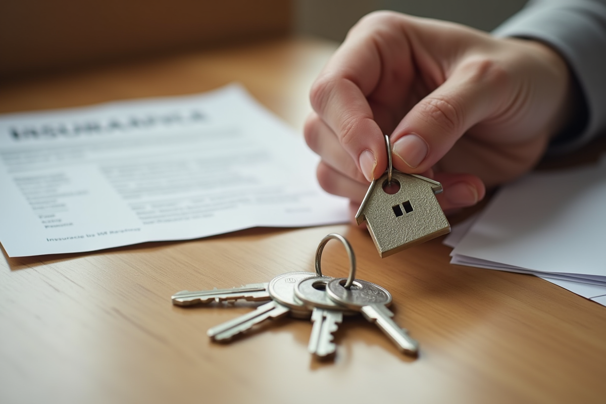 Main tenant des clés avec contrat immobilier sur table en lumière naturelle