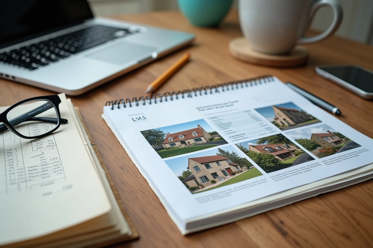 Bureau avec dossiers comparatifs de rentabilité immobilière entre bien ancien et programme neuf posés sur un bureau en bois