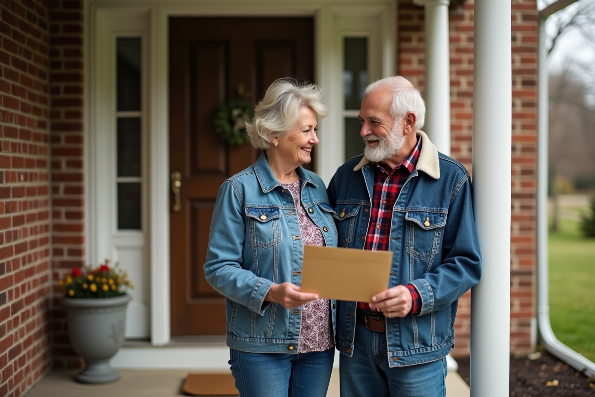 Couple âgé vérifiant leur avis d