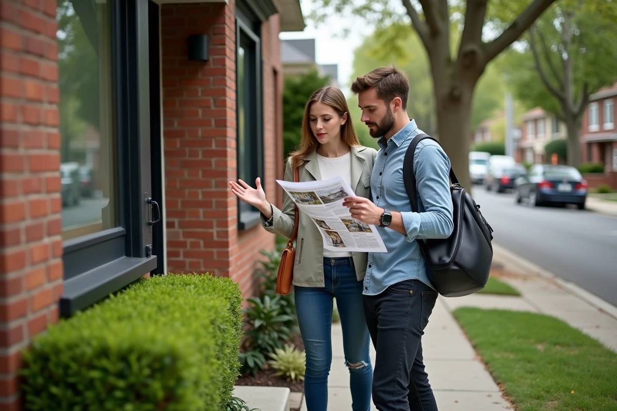 Couple visitant un logement familial adapté repéré via une annonce LOC