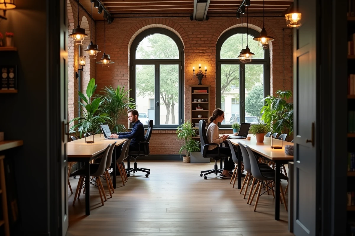 Espace de coworking moderne à Saint-Germain-en-Laye avec professionnels en télétravail