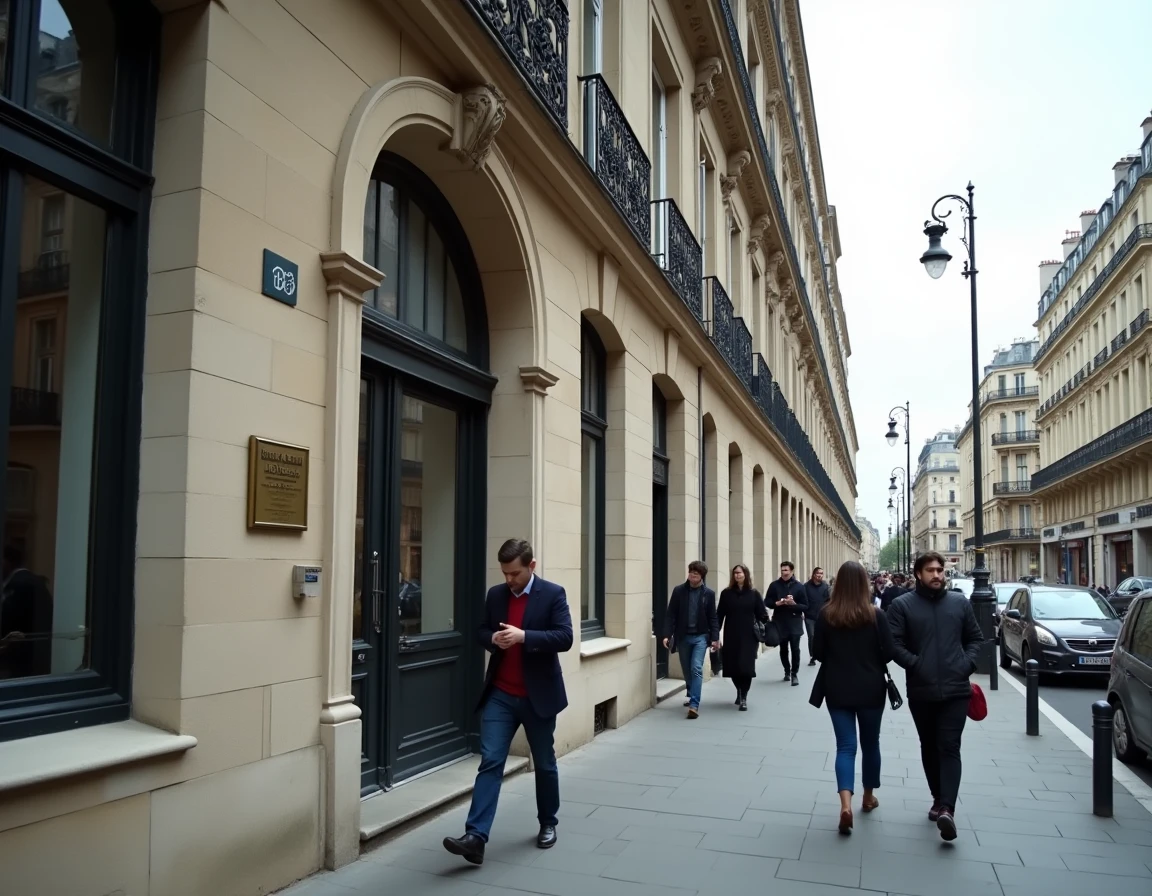 Façade d'immeuble administratif haussmannien rue Manin Paris 19ème arrondissement