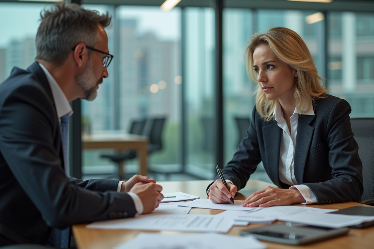 Femme rencontrant un conseiller bancaire pour un prêt