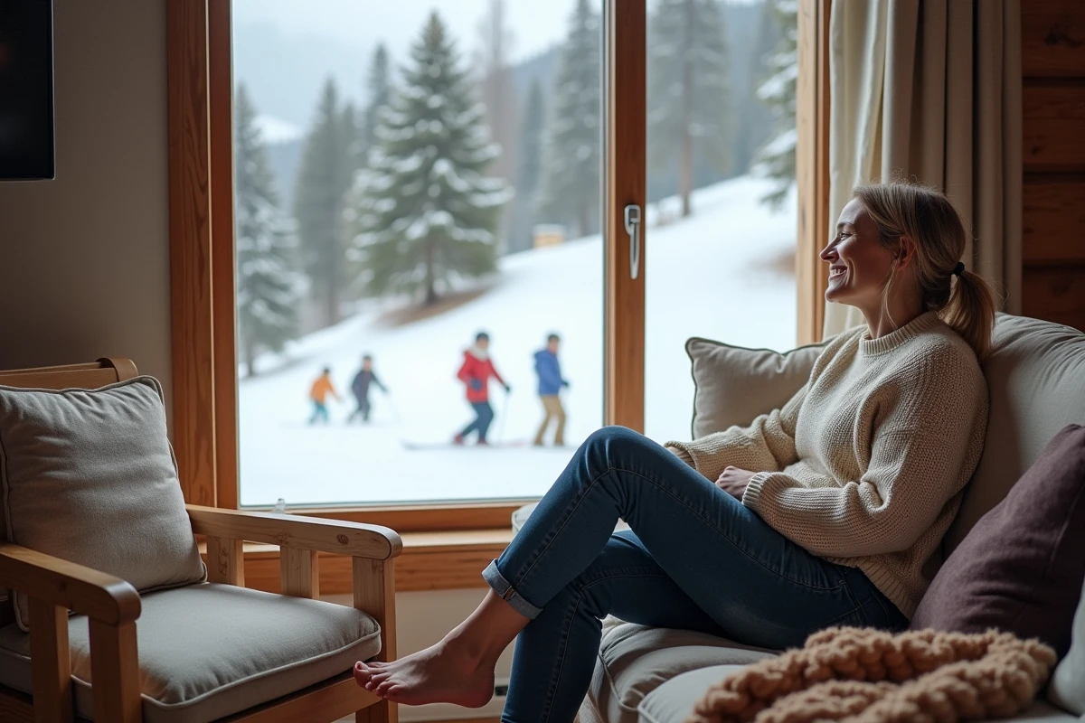 Femme détendue regardant les enfants jouer dehors