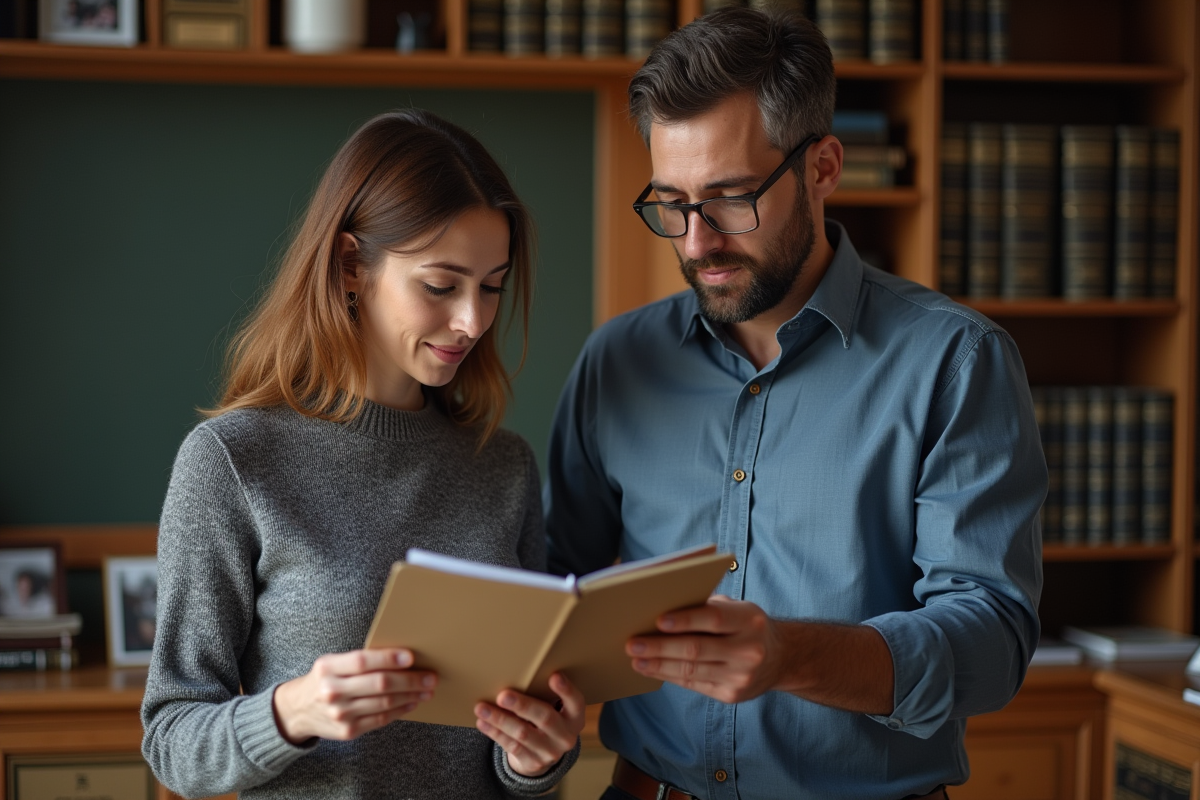 Deux frères et sœurs dans un bureau d
