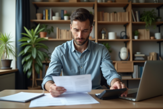 Homme d'affaires étudiant un contrat de prêt immobilier