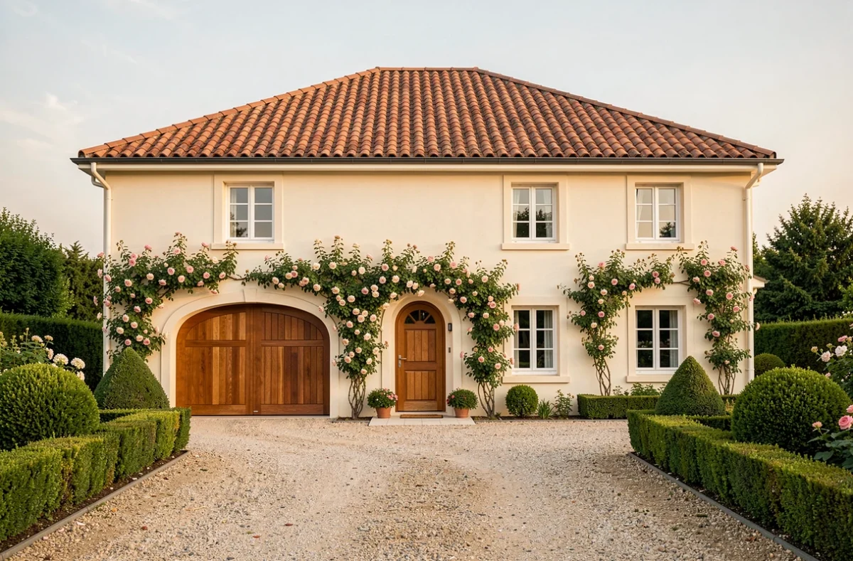 Maison France Confort au style classique avec enduit crème et toiture tuiles dans la région de Reims