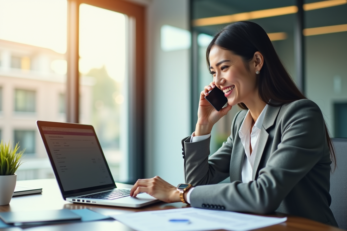 Professionnel souriant au bureau pour un article sur le credit immobilier